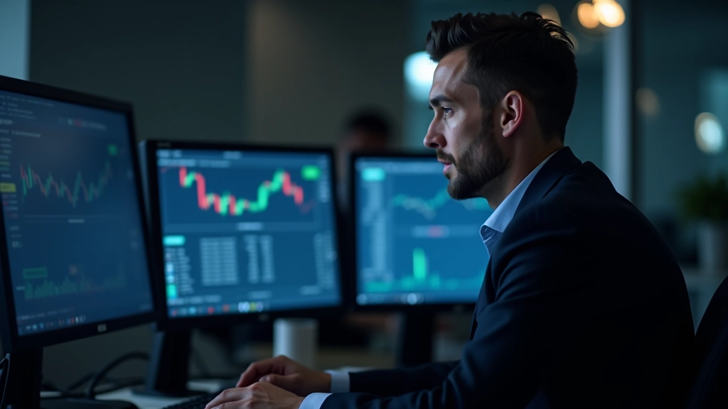Close-up of trading screen showing volume histogram bars in different colors representing buy and sell pressure